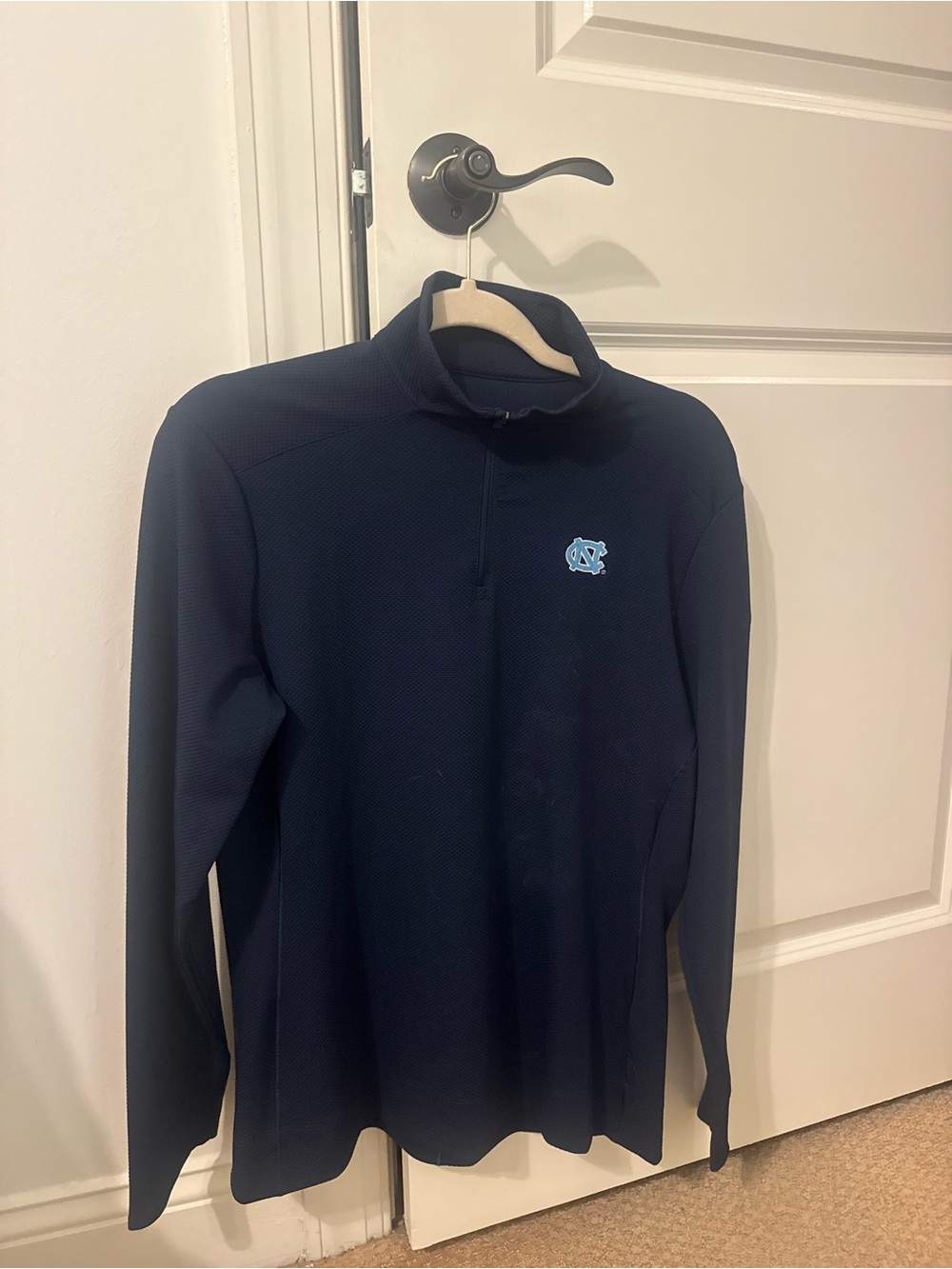 Navy 1/4 Zip Pullover with Light Blue UNC Logo